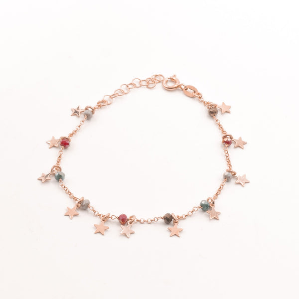 Bracciale Rosé Stelle e Perline - MoreJewels.It