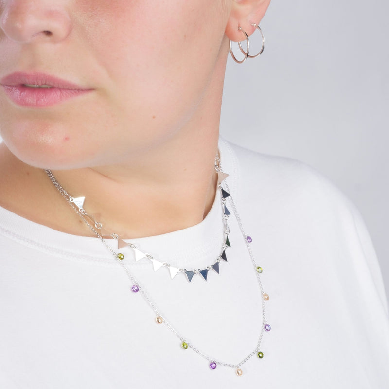 Collana A Più Fili Con Triangoli E Cristalli - MoreJewels.It