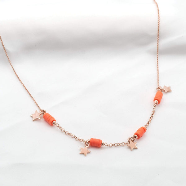 Collana Rolò Orange Con Stelle - MoreJewels.It