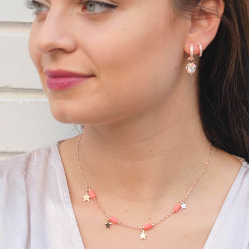 Collana Rolò Orange Con Stelle - MoreJewels.It