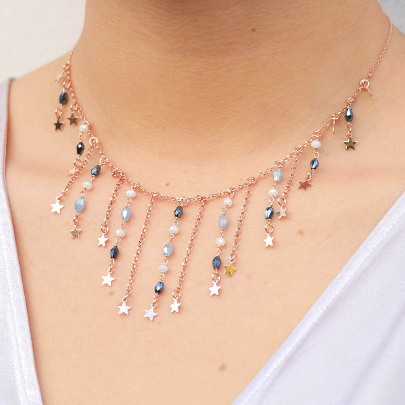 Collana A Cascata Con Stelle E Perline - MoreJewels.It